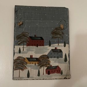 🌆🌠🌅winter time on slate w/red barn